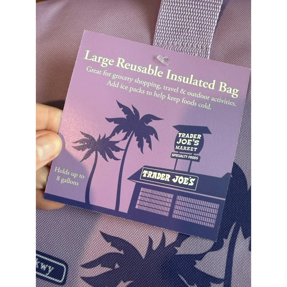 NWT Trader Joes Large Reusable Insulated Bag Lavender Purple 8 Gallon Pasadena